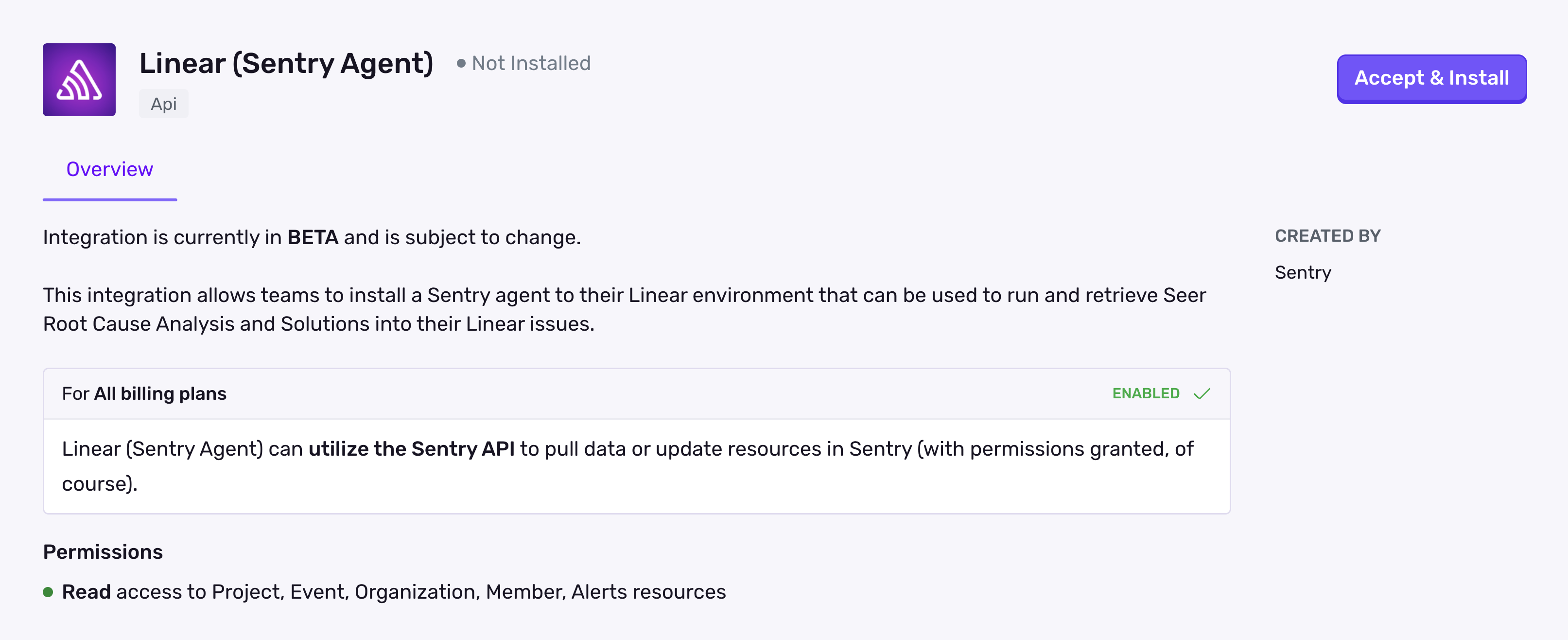 Install Sentry Agent for Linear