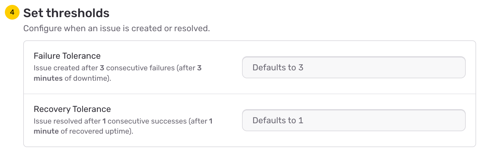 Uptime alert thresholds configuration